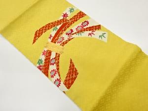 金彩金駒刺繍束ね熨斗に花葉・菱模様開き名古屋帯（額縁仕立て）